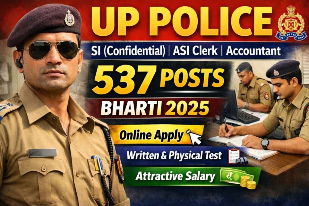 UP Police SI Confidential, ASI, Clerk, Accountants 537 Posts Bharti 2025
