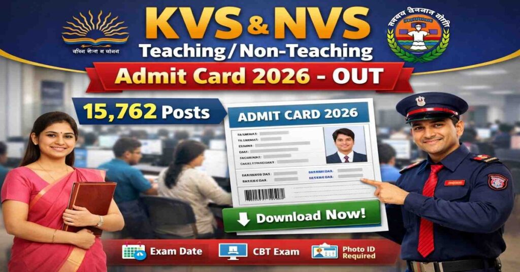 KVS NVS Teaching Non Teaching (15,762 Posts) Admit Card 2026